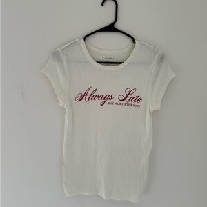 Z Supply Cream Tee with Burgundy Script